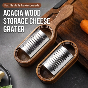 Rallador de Queso Desmontable de Acero Inoxidable Duradero con Contenedor de Madera, Rallador Multifuncional de Queso y Vegetales - Product Image 2