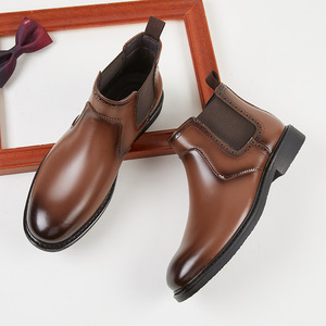 Botas <span class=keywords><strong>Chelsea</strong></span> de Plataforma con Punta Cerrada Estilo Británico para Hombre, Parte Superior de Cuero PU, Cierre Deslizante, Antideslizantes, Transpirables - Product Image 3