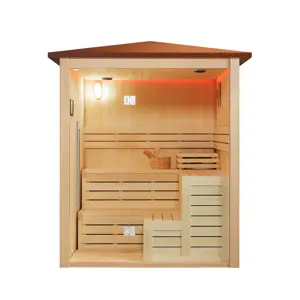 MEXDA Accueil Cour Usage 4 Personne Sauna Sec Maison Pavillon de Jardin Gazebo En Bois Sauna Extérieur WS-1817LT