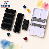 Boîte d'emballage pour peinture aquarelle solide, usine source, stock disponible, étui portable en métal pour peinture, palette, logo personnalisé, ensemble d'art