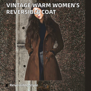 Abrigo de moda cálido personalizado con estampado vintage de otoño al por mayor para mujer, con lazo en la cintura, estilo regular, de sherpa, reversible, tipo gabardina, acogedor e informal. - Product Image 2