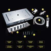 700x380mm 5 Fonctions Douche Ensemble Colonne Plafond De Bain Thermostatique Pluie Brouillard D'eau blanc Chaud LED Robinets