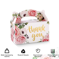 Boîtes à friandises personnalisées avec un design floral, dorées à chaud, pour les cadeaux de remerciement de mariage, emballages en papier