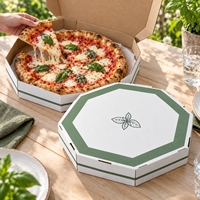 Boîtes à pizza octogonales personnalisées imprimées, emballage en papier blanc avec logo pour les restaurants à emporter et la livraison