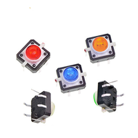 5 Buah Sakelar Sesaat Tombol Tekan Mikro Lubang Tembus 6*6*8.4Mm dengan Sampel LED Hijau Kuning Merah Putih Biru