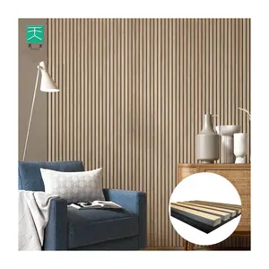 Tiange Mdf Wooden Polyester Acoustic Wall Natural Oak Soundproof Board Acoustical Slat Panel Sheets