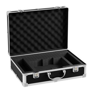 กระเป๋าเอกสารอลูมิเนียมแบบแข็งพกพาสะดวกสำหรับนักธุรกิจ  ตัวอย่างฟรี  พร้อมช่องจัดระเบียบแบบ DIY สีดำ - Product Image 1