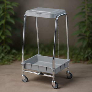 Carrello a Pedali con Supporto in Acciaio Inox, 4 Ruote Girevoli a 360 Gradi, Carrello Multiuso - Product Image 3