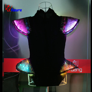 Warna penuh 3D dekoratif Multi korset lampu LED pakaian tari dapat diprogram <span class=keywords><strong>Leotard</strong></span> sutra/katun buatan tangan - Product Image 4