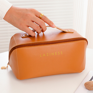 Wholesale Oem Custom <strong>Large</strong> <strong>Capacity</strong> <strong>Travel</strong> <strong>Cosmetic</strong> <strong>Bags</strong> Outdoor Portable Pu Leather Zipper Makeup <strong>Bag</strong> for Washing Beauty - Product Image 3