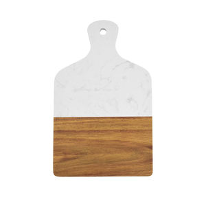 Fromage Planche à découper rectangulaire en marbre de culture et bois d'acacia avec poignée - Product Image 1