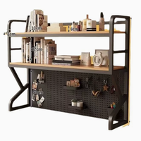 Étagère de rangement de bureau, bibliothèque en fer multi-niveaux avec panneau perforé pour bureau et table d'ordinateur