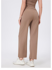 Pantalones de yoga de cintura alta para mujer, de pierna ancha, control de abdomen, levantamiento de glúteos, pantalones rectos, deportivos casuales con bolsillo trasero, al por mayor - Product Image 4