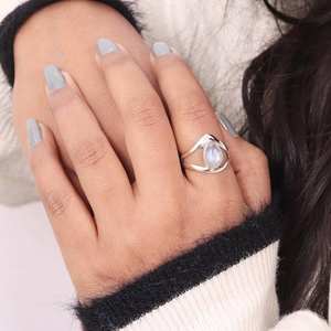 High Quality Elegant Moonstone Sterling Ring Design with Smooth Polish Stylish Look Perfect for Women Wedding Party Jewelry Gift - Product Image 2