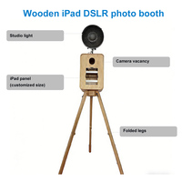 Photomaton portable multifonctionnel en bois pour appareil photo reflex, léger, avec impression instantanée et télécommande, style rétro, vente en gros