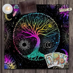 Tappetino per Tarocchi Stampato a Mano, Tovaglia per Altare di Stregoneria, Motivo Albero della Vita, Accessori per Divinazione - Product Image 4