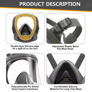 Máscara de Gás Respiratória de Face Inteira com Filtro de Carvão Ativado de 40mm, Almofada Nasal de Espuma de 2 Camadas, Silicone Reutilizável, Alta Filtração Industrial - Product Image 3