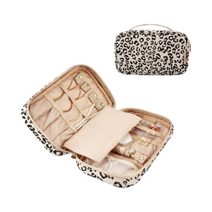 Fashion <b>Travel</b> Jewelry Organizer Medium Storage Bag Zipper Closure Dustproof Leather Rectangle Necklaces Earrings Rings - Product Image 1