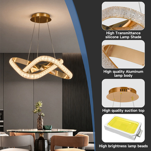 Vente directe d'usine, style moderne et luxueux, lustre d'intérieur, décoration de salle à manger, <span class=keywords><strong>lampe</strong></span> suspendue LED 3CCT 60W avec télécommande - Product Image 3