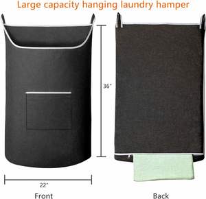 Cesto de Ropa Sucia Plegable Grande Negro Moderno de Poliéster Ecológico Resistente, Directo de Fábrica - Product Image 4