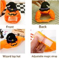 Chapeau de citrouille d'Halloween avec chapeau de sorcière en polaire pelucheuse pour chat et chien, idéal pour les fêtes et les accessoires photo, pour animaux de compagnie de petite, moyenne et grande taille