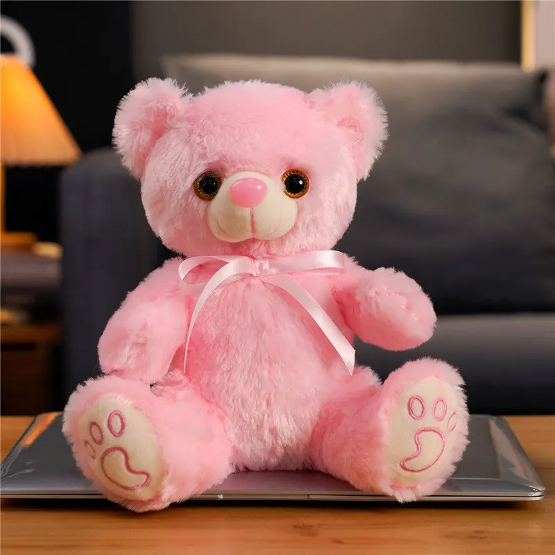 Urso de pelúcia de pelúcia LED fofo fofo multicolorido de 8" mais vendido para crianças e meninas