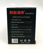 Radio solaire rétro portable Meier M-527BT-S 2021, la plus récente, avec radio AM FM SW