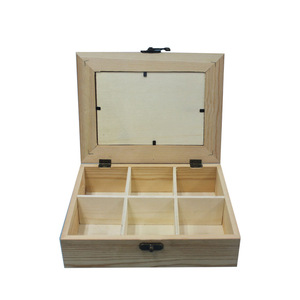 Scatola Portaoggetti <span class=keywords><strong>Rustica</strong></span> in Legno di Pino Lucidato con Coperchio a Cerniera e Cornice per Foto - Product Image 1