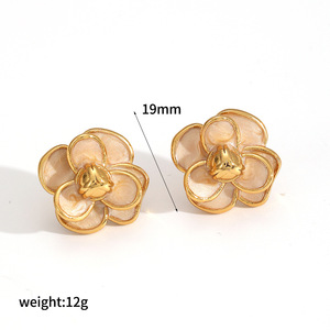 YF6424 Nuevos Pendientes <span class=keywords><strong>de</strong></span> Mujer Impermeables <span class=keywords><strong>de</strong></span> Acero Inoxidable con Baño <span class=keywords><strong>de</strong></span> Oro <span class=keywords><strong>de</strong></span> 18k, Diseño Floral Retro Francés y Esmalte <span class=keywords><strong>de</strong></span> Colores - Product Image 5