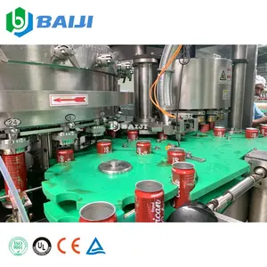 Full automatic energy drink canning equipment / carbonated soft drink beverage aluminum can filling sealing machine