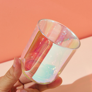 Stoples Lilin Mewah Kosong Berwarna-warni Aura 8oz 10oz 14oz dengan Tutup, Terbuat dari Kaca Berlapis Iridescent - Product Image 5