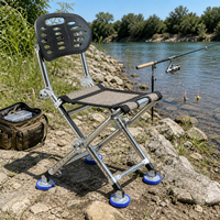 Chaise de pêche pliante multifonctionnelle en gros, siège de camping portable en acier inoxydable avec dossier creux et pieds antidérapants pour la pêche