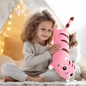 8478 Adorabili Cuscini Lunghi a Forma di Gatto, Peluche Abbracciabili, Regali di Natale per Bambine, Gatto Rosa - Product Image 4