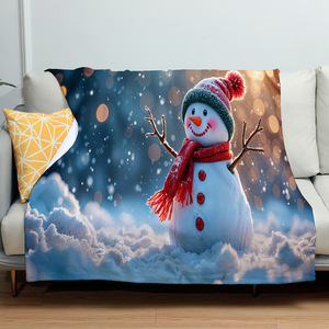 Sınır ötesi noel kardan adam flanel <span class=keywords><strong>battaniye</strong></span> kış çevre dostu Modern ofis şekerleme şal çocuk - Product Image 3