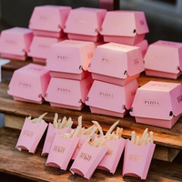 Boîtes à frites en papier recyclé jetables imprimées sur mesure, emballages pour hamburgers et fast-food