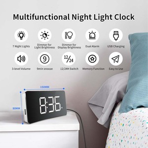 Đầy màu sắc ánh sáng ban đêm LED Kép Báo động Máy tính để bàn đồng hồ Đồng hồ cho nhà LED kỹ thuật số bảng đồng hồ báo thức - Product Image 2