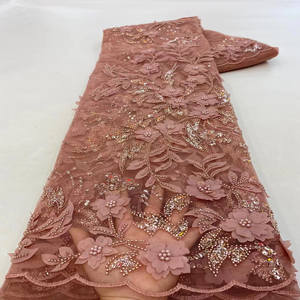 New Beautiful Classical African Sequins Handmade Tecidos para Vestir Fazendo Tule Design Vestido Tecido - Product Image 4