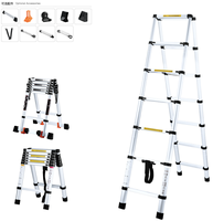 Échelle escamotable télescopique en aluminium pliable multi-tâches réglable pour la maison, l'extérieur et les escaliers