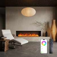 Meuble TV Vintage Français avec Cheminée à Atomisation 3D, Flamme RGB Multicolore, Humidificateur à Recharge Automatique, Contrôle par Télécommande/APP, Décoration d'Intérieur