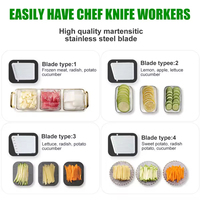 Mandoline 5-en-1 réglable pour légumes, coupe-fruits, râpe à carottes manuelle, ustensile de cuisine sûr pour hacher les oignons