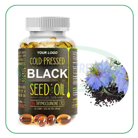 Capsules d'huile de cumin noir OEM, huile de Nigella Sativa pressée à froid, suppléments d'huile de graines noires pure, gélules molles avec huile d'origan