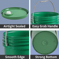 5 gallons Seau à peinture en PP robuste de 80 mil, réutilisable, de qualité alimentaire, vert, avec poignée en fil métallique et poignée en plastique et bec verseur