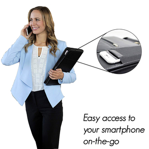 Zippered Vegan <span class=keywords><strong>Leather</strong></span> Padfolio Danh Mục Đầu Tư Pad Chủ Kinh Doanh PU <span class=keywords><strong>Leather</strong></span> Notepad Thư Mục Cho Hồ Sơ - Product Image 6