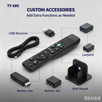 Télécommande KEYUAN TY-16C LED 433 MHz en plastique ABS à 4 boutons, piles AAA, pour appareils électroménagers, portée de 20 m