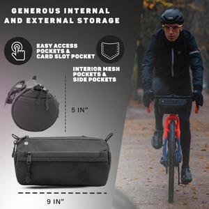 Bolsa de Manillar para Bicicleta Multifuncional de Nailon Resistente, con Cremallera Reflectante Grande, Impermeable, Desmontable, Negra, Deportiva - Product Image 3