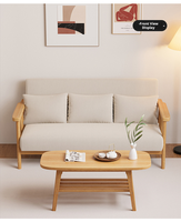 Ensemble de canapés en bois massif de style nordique, coussins en lin amovibles, meubles de salon modernes pour la maison, l'appartement et l'hôtel