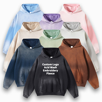 Oem Loge personnalisée 360gsm sweats à capuche vierges en polaire teintée en spray pour hommes pull-over lourd oversize délavé à l'acide