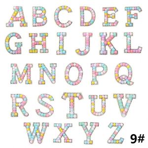 Hot Sale Iron on 4.5CM White Colorful Rhinestone Pearl Letter Patch - Product Image 5