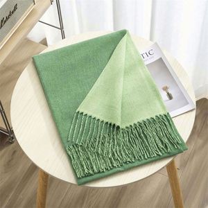 Wholesale Long Winter Cashmere Scarf Tassels Solid Color Double-Sided Pashmina Shawl Warm Luxury Women - Product Image 5