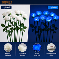 Lampu Dekorasi Taman TOPREX DECOR untuk Hari Valentine, Lampu LED Bentuk Bunga Mawar dari Kain Tahan Air, Dapat Dimasukkan ke Tanah untuk Dekorasi Lanskap Taman